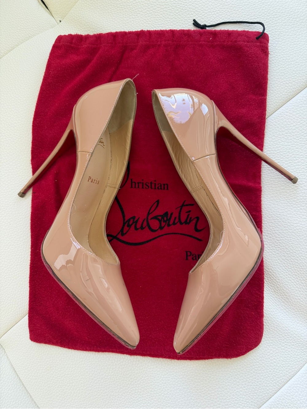 Christian Louboutin Patent Nude Pink Pointed-Toe Stilettos